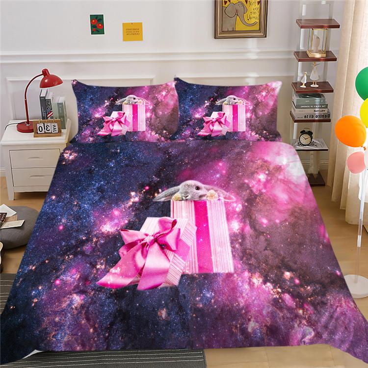 Shopify Starry Sky Animal Digital Printing Quilt Cover Pillowcase Three-Piece Set Polyester