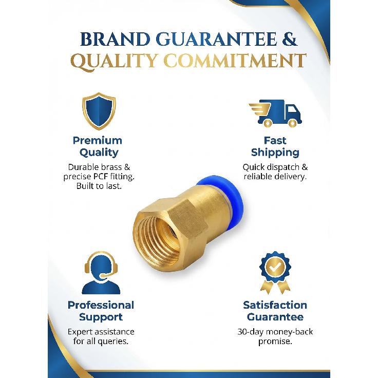 10PCS PCF Pneumatic Air Connector 4 6 8 10 12mm Hose Tube 1/8" 3/8" 1/2" 1/4" BSP Female Thread Brass Quick Pipe Joint Fitting PCV Valves 1