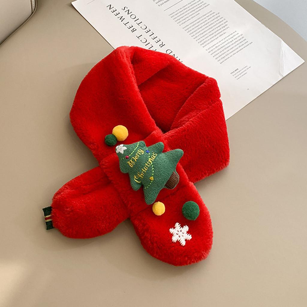 

Детский шарф Рождественская елка Зимний Утепленный Теплый Детский Шарф Мягкий Приятный к Коже Премиальное Ощущение для Мальчиков и Девочек 75*10cm красный