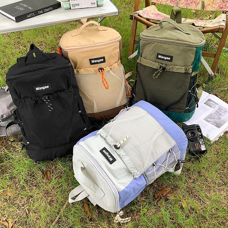 Schoolbag Lightweight Large Capacity Backpack Women's New Outdoor Sports Mountaineering Bag Short Trip Men's Travel Bag Cylinder School Bag Tide