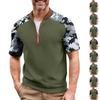 Men's Summer Camouflage Color Casual T-shirt Sports Breathable Zipper Collar Top