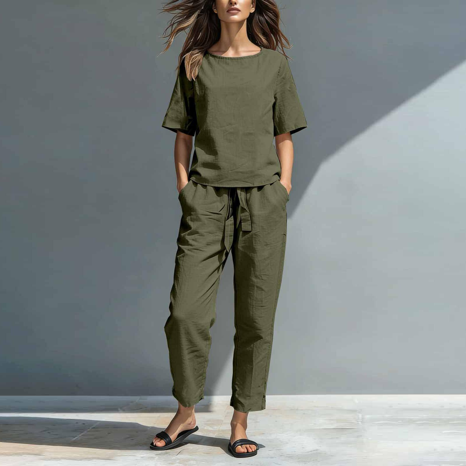 

Two Piece Sets For Women Casual Long Sleeve Shirts And Short Pants L армия зеленый