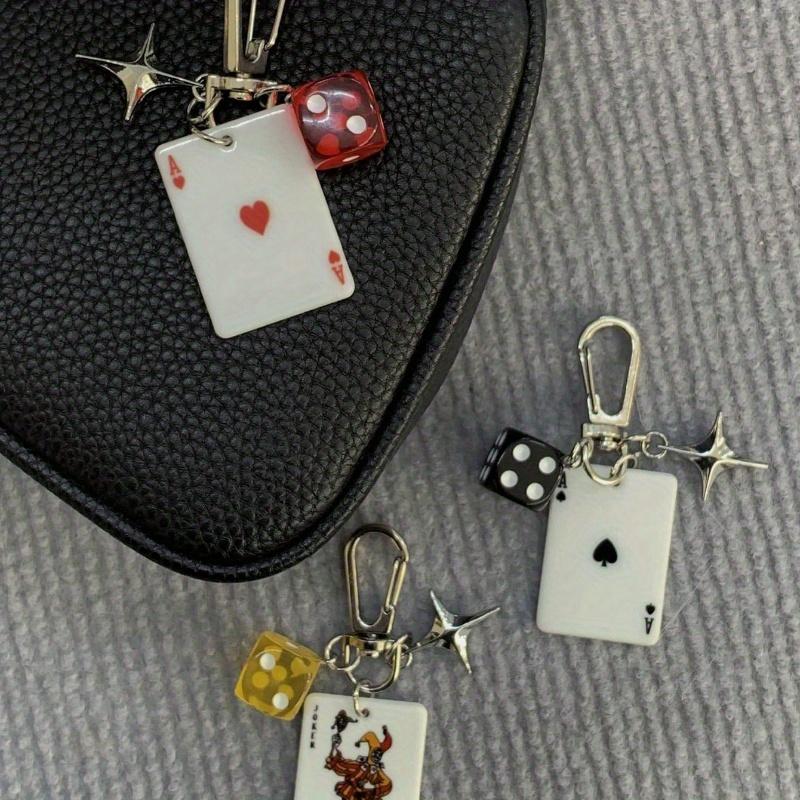 Pik Karo Kreuz Legierung Metall Schlüsselanhänger, Dekorativer Schlüsselanhänger für Taschen, Cartoon Zahlen Thema Schmuck, Auto Schlüsselanhänger, Anhänger