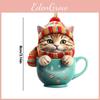 Tea Cute Cartoon Cup Cat Pattern Acrylic Pendant For Christmas Tree Decoration