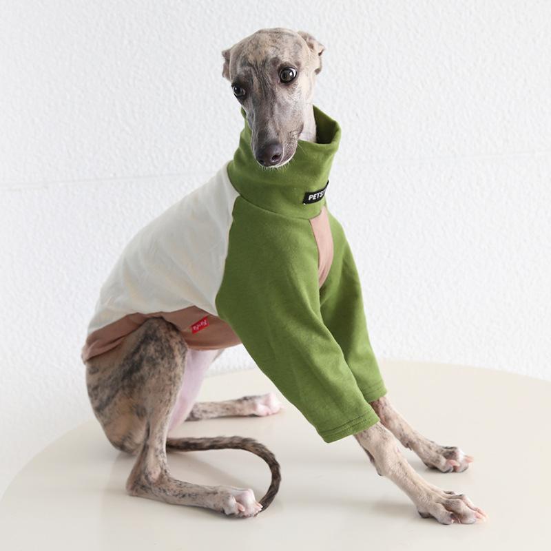 XS-2XL Neu eingetroffen Mehrfarbig Hoher Kragen Hundekleidung Greyhound Zweibeiner Langarm Haustierhemden Whibbit Strampler