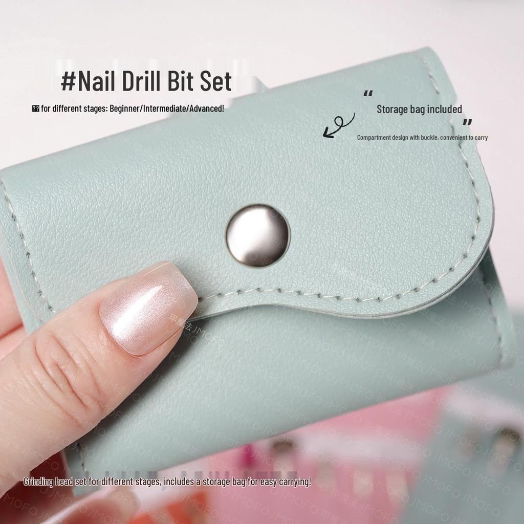 16-Piece Diamond Nail File and Grinding Bit Set with Storage Bag for Nail Art