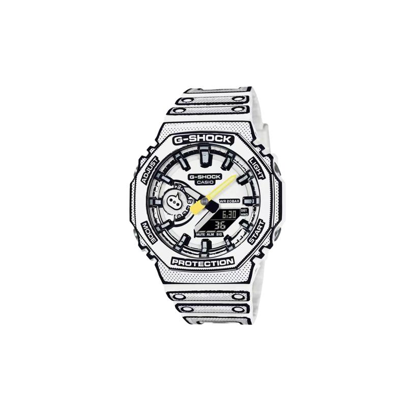 CASIO Customized watch modified series Farm Oak hidden button comic dial waterproof and thin GA-2100MNG-7A(Watch3-GaiZhuang-BaiManHuaYiTi)