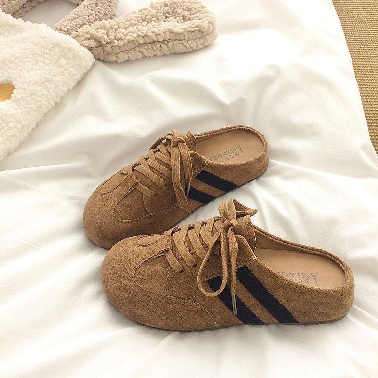 

Баотоу полутапочки женская верхняя одежда 2025 новая весна ретро немецкие кроссовки удобные женские толстые подошвы без каблуков ленивая обувь 40 коричневый