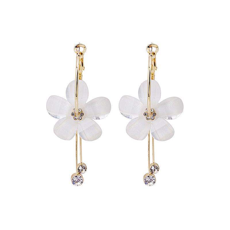 New Crystal Acrylic Flower Rhinestone Circle Earrings for Women - Elegant and Fresh Hoops/Dangles