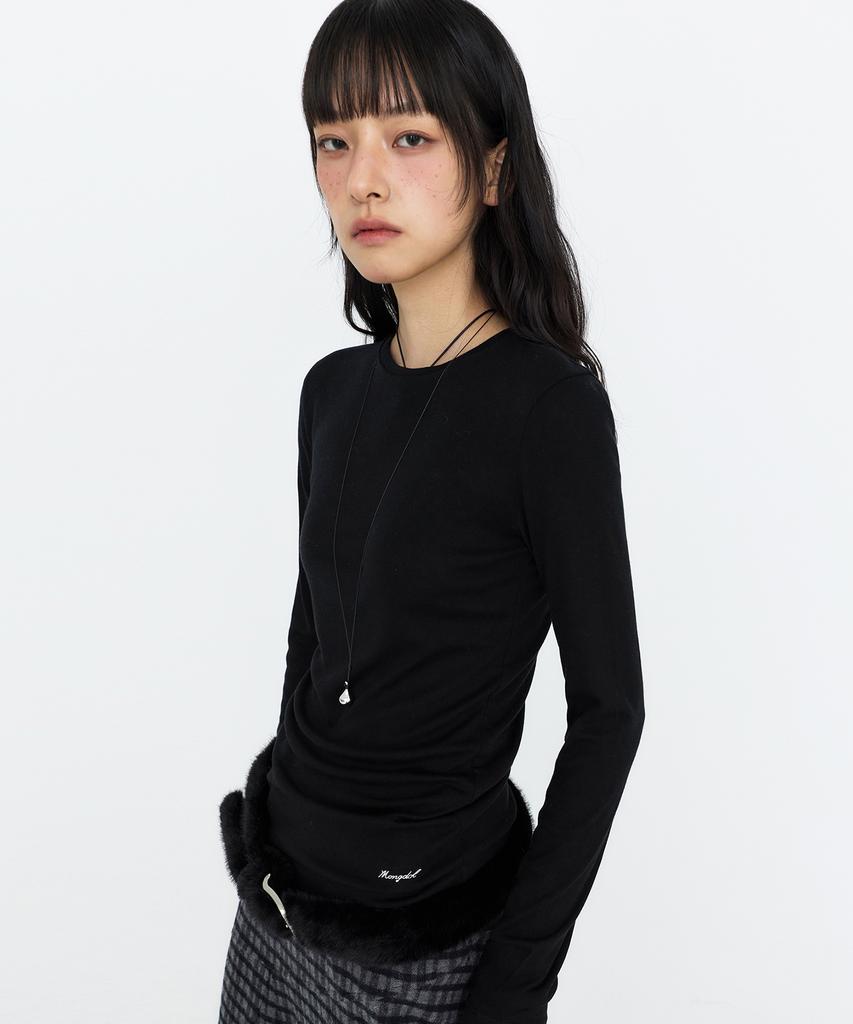 MONGDOL Wool Tencel Round Neck Long Sleeve T-Shirt Mdts111_6 Colors