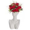 Ceramic Face Vase Human Body Female Form Bust Flower Vase for Table Shelf Living Room Office Bedroom Decor