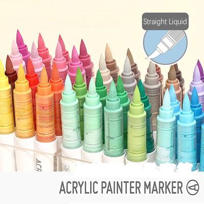 9-Colors Straight Liquid Acrylic Marker Pen Students Drawing Painting Graffiti Colour Pen Art Watercolor Pen