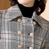 KAVON 2025 Fall/Winter British Style Plaid Double-Breasted Jacket