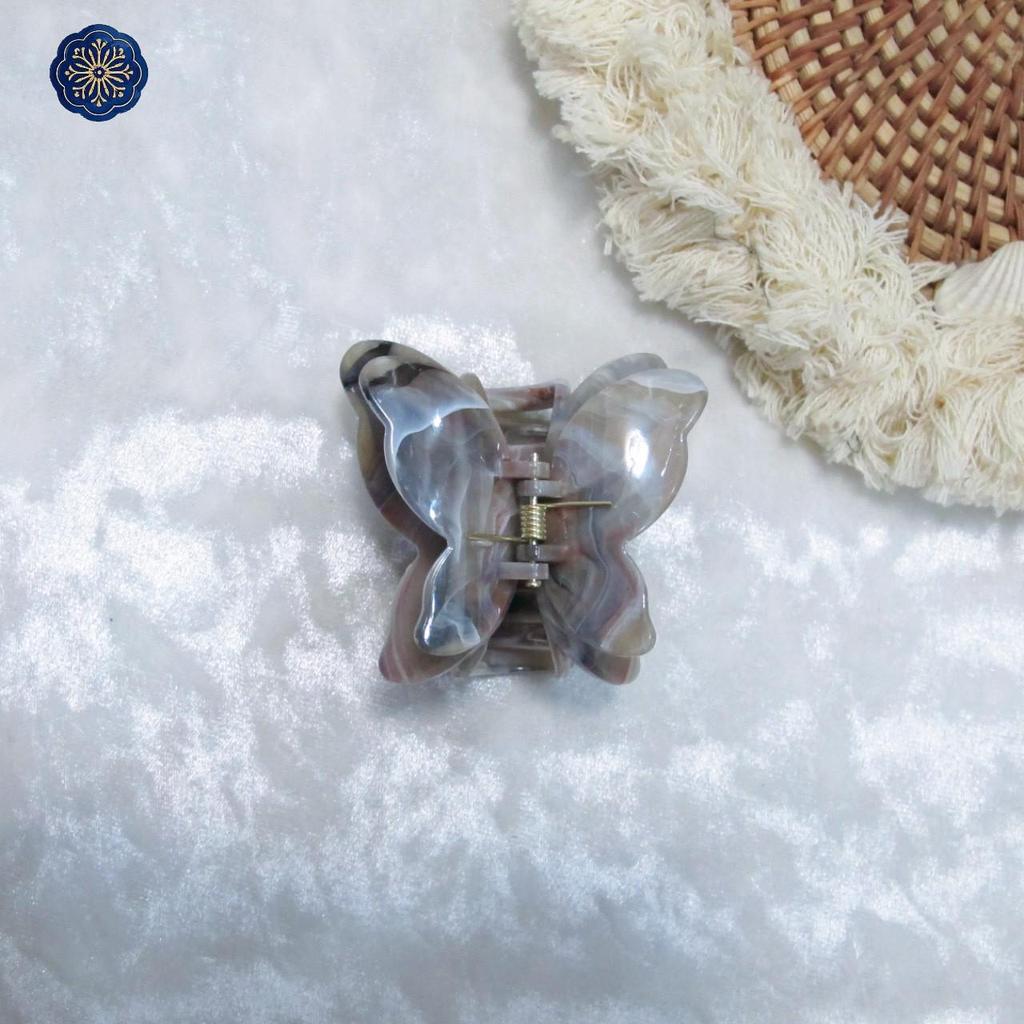 Gradient Butterfly Claw Hair Clip - Fashionable Marble Texture Updo Accessory