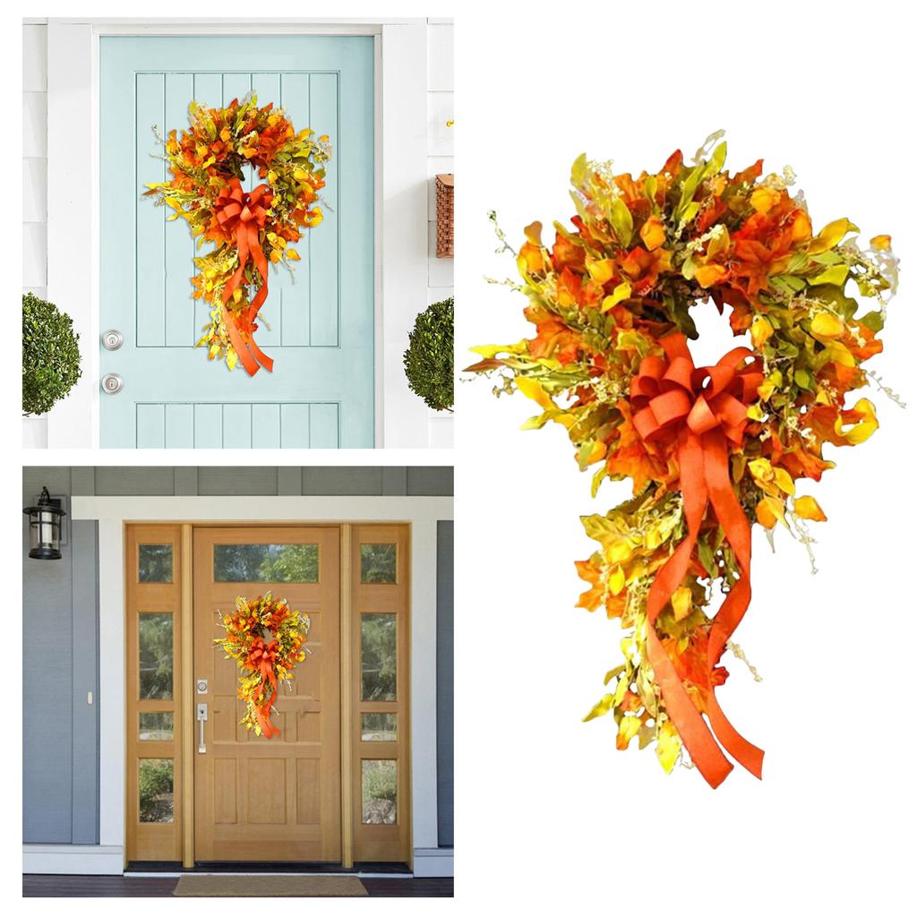 Fall Wreaths For Front Door Outside Garland Autumn Scene Decor Farmhouse Wreath Ornaments Home Patio Thanksgiving Decorations