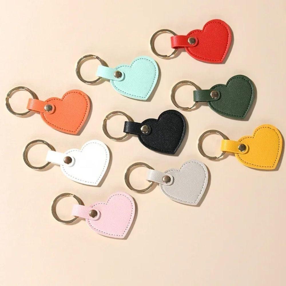 Car Key Holder Heart Shape Keychain Fashion Colorful Pendant Leather Heart Keyring  Bag Hanging