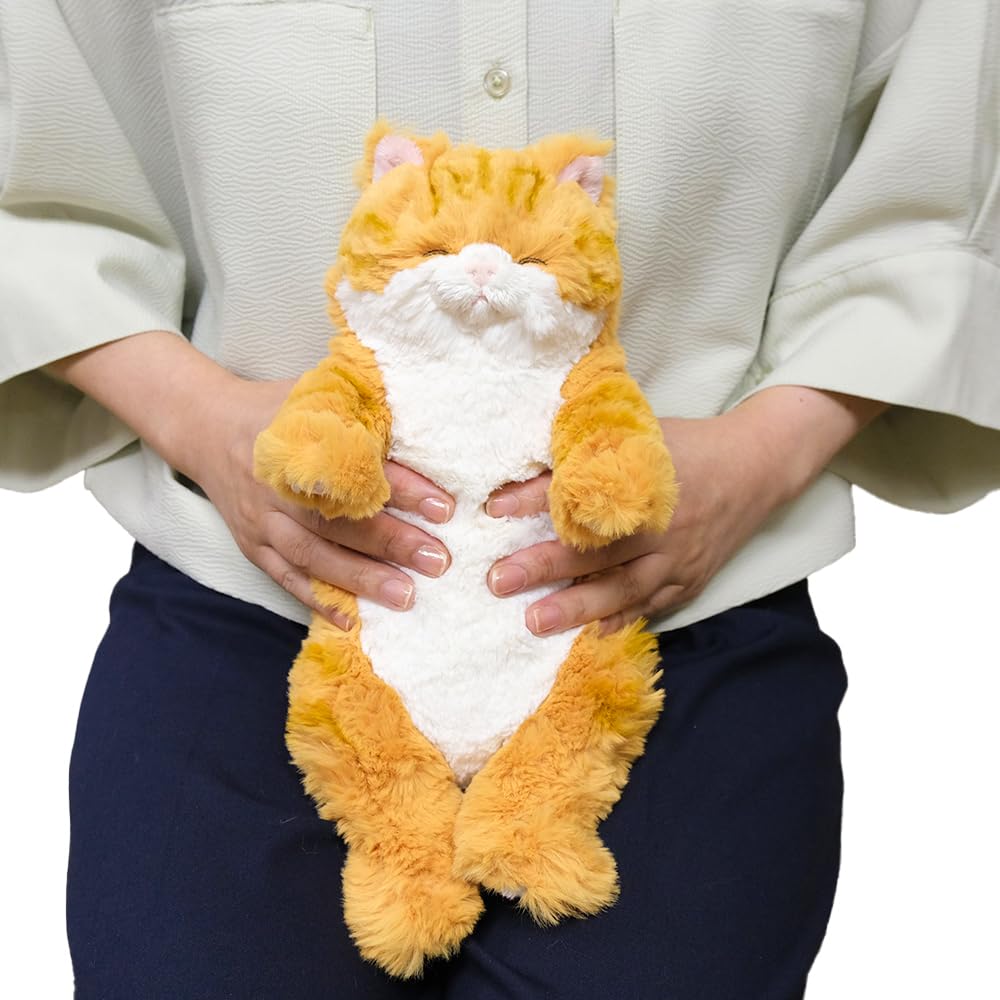 SunLemon Sleeping Lap Cat, Small, Chashiro, 15 X 12 X 34cm, Plush Animal, Cute Cat, P-1573