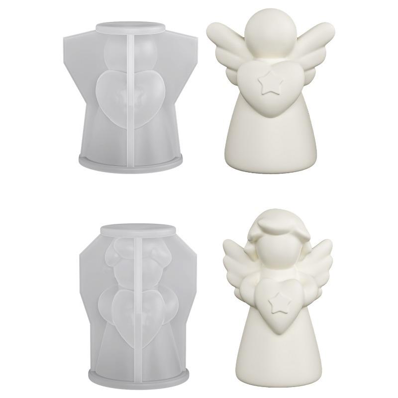 Heart Wings Angel Silicone Scented Candle Mold DIY Girl Sculpture Gypsum Home Decor Handmade Human Resin Mold for Birthday Gifts
