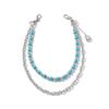 Ingemark Y2K Trendy Blue Stone Bead Jeans Pants Chain For Men Women Hip Hop Punk Double Layer Keychains Bag Accesories Jewelry