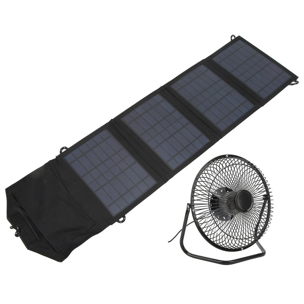 Portable Solar Panel Powered Fan 14W 8 Inch Dual USB Charging Phone Fan for Outdoor Picnic