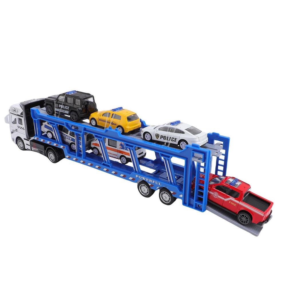 Alloy Engineering Transport Vehicles Toys with 6 Rescue Cars Boys Kids 2 Layer Model Toy