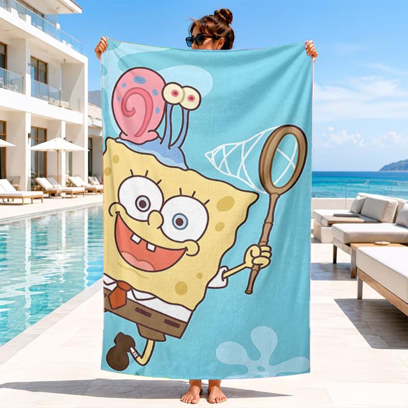 Sponge Expressions Pattern Beach Towel, Microfiber Beach Towel, Perfect For Pool, Beach, Travel, Home Decor Beach Party Fan Gifts