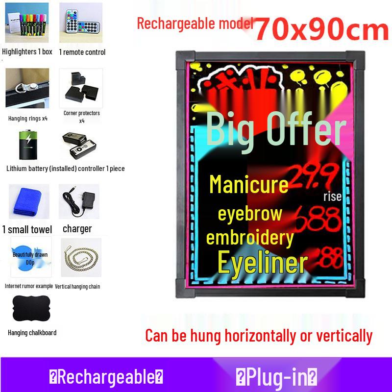 LED Blackboard Stall Display Sign - Luminous Advertising Menu Board