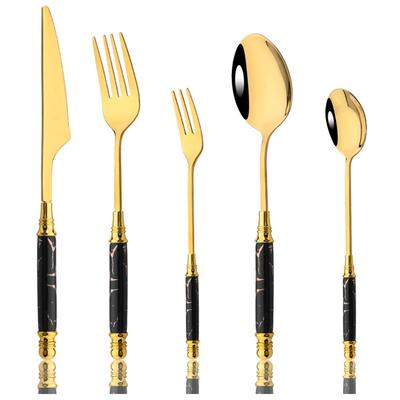 Keramik Schwarz Griff Abendessen Geschirr Set Edelstahl Besteck Besteck Set Gold Kuchen Gabel Kaffee Löffel Messer Geschirr Set