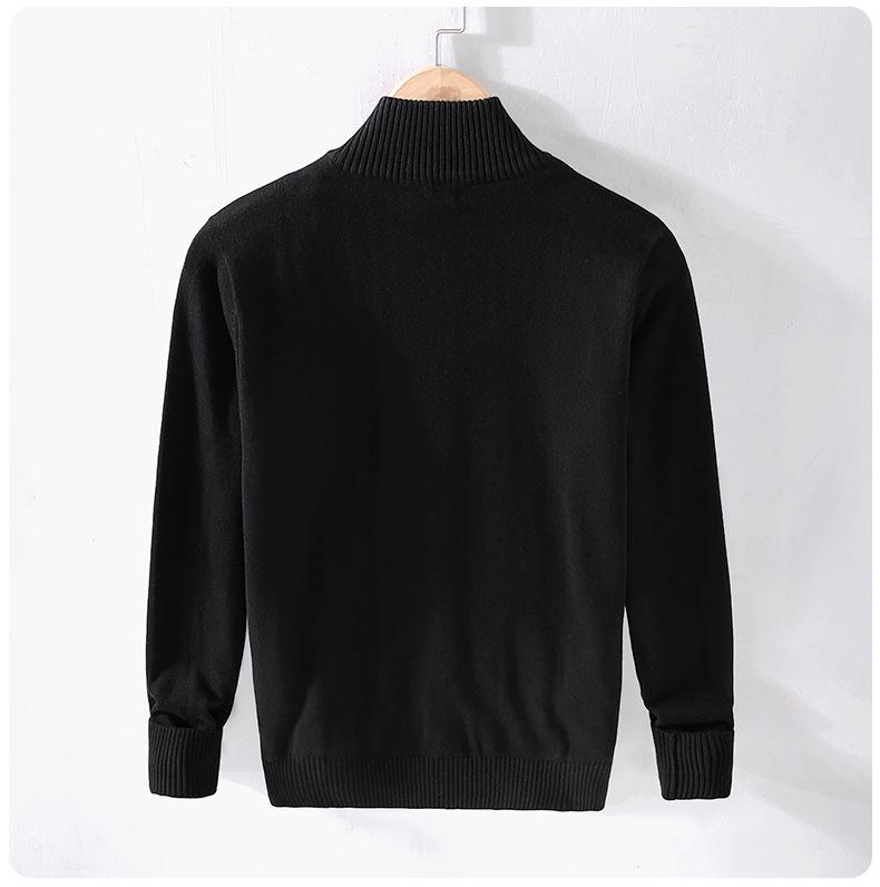 Men's 8503 High Neck Zipper Cotton Sweater - Slim Fit Winter Cardigan