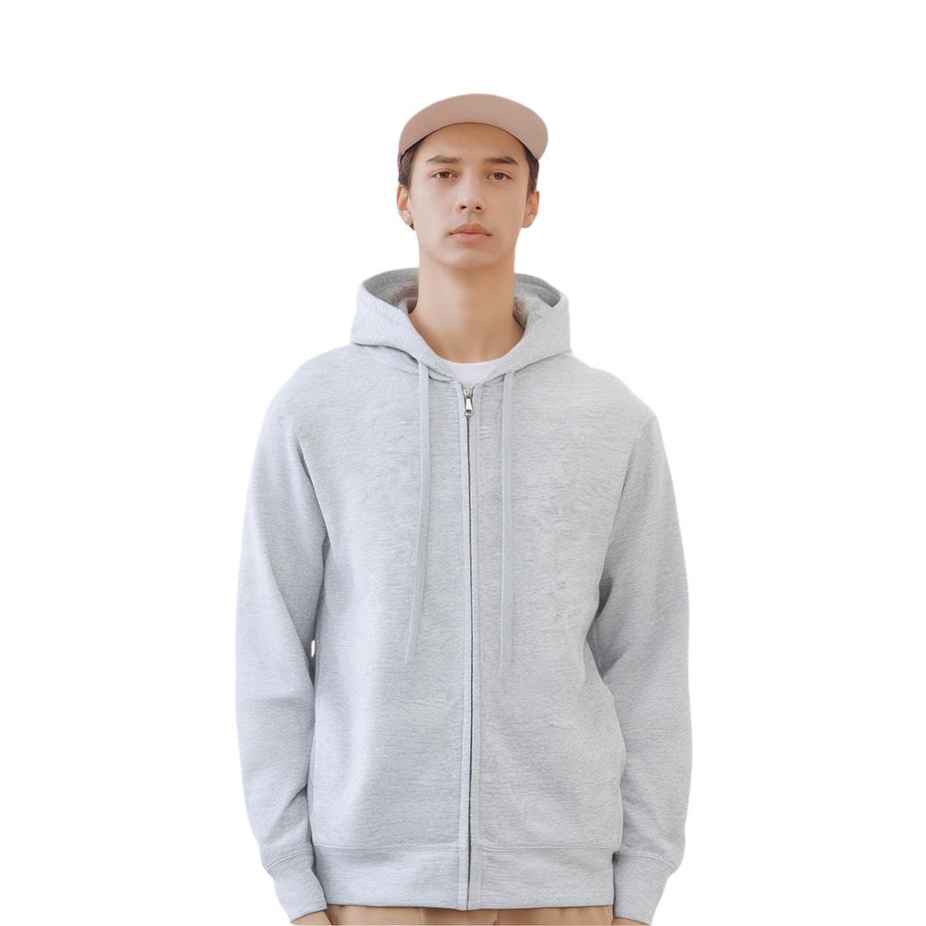 Uniqlo Zip Parka Long Sleeve Coat Hoodie Men Coats Gray 444992