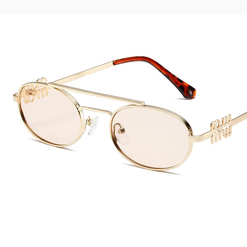 Metal Double Bridges Oval Frame Sunglasses Women Men Punk Fashion Designer Outdoor Driving Summer Traveling Sun Glasses UV400