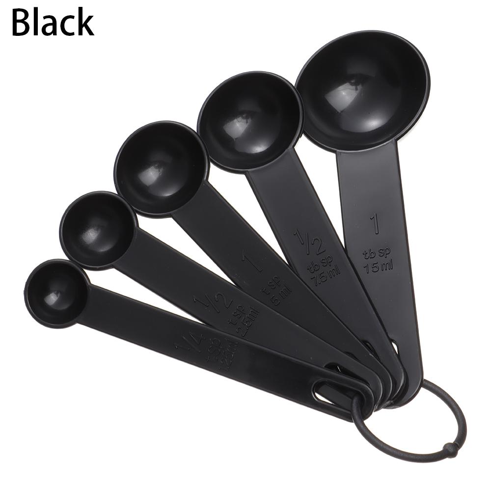 5Pcs Multi Purpose Measuring Spoon 1.25ml 2.5ml 5ml 7.5ml 15ml Measuring Spoon with Plastic Handle Kitchen Baking Cooking Gadget чёрный