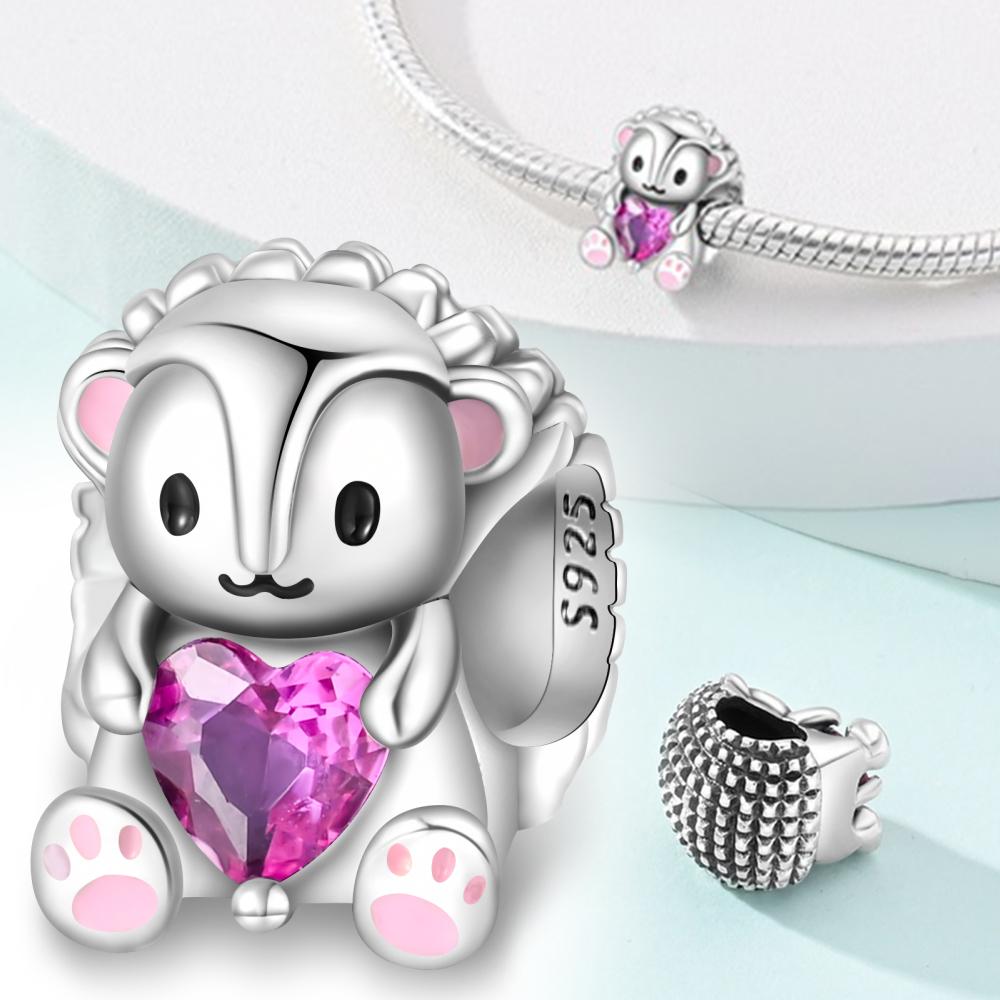 Copper Pink Elephant Animal Charm Beads Fit Charm Copper Original Bracelet For Women Jewelry Making