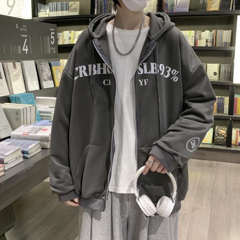 

Мужской кардиган-худи на молнии в гонконгском стиле - 2022 трендовый хип-хоп весна/осень 2XL темно-серого