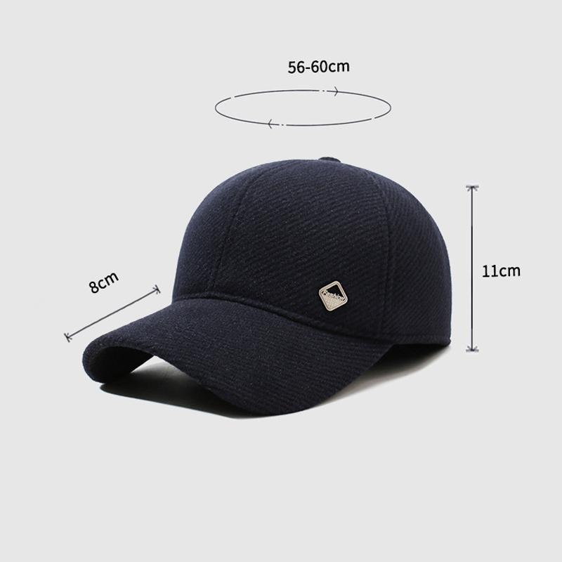 Men's Hat Autumn Winter Middle-Aged Thick Woolen Baseball Cap Windproof Ear Protection Cap for The Elderly Dad Cap