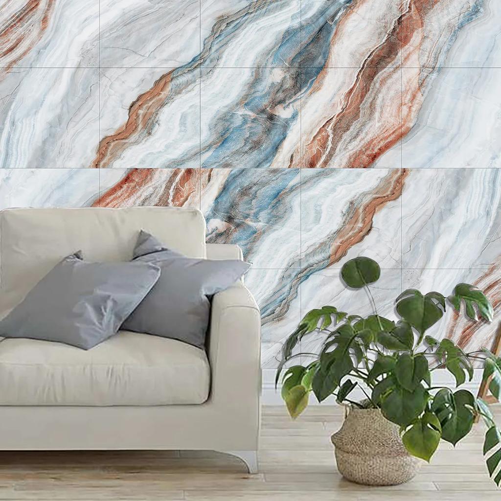 10PCS 30×30cm White Marble Floor Tile Waterproof Peel Stick Self Adhesive Removable Flooring for Kitchen Bathroom Living Room