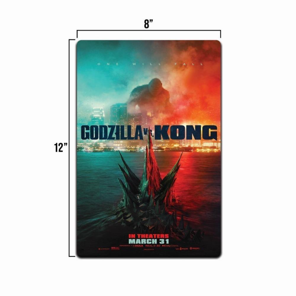 Godzilla VS KING KONG - Classic Movie Poster Aluminum Tin Sign 8x12 Inch