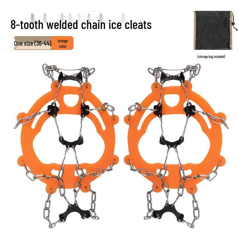 Crampones de Hielo de Acero Inoxidable de 8/10 Dientes para Exteriores: Cubiertas antideslizantes para raquetas de nieve para escalada y senderismo