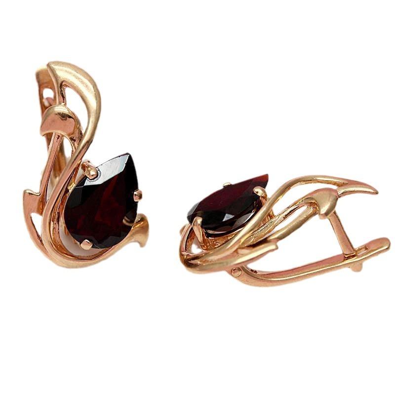 Purple Gold Pure Smoke Stone Swan Earrings Plated With Rose Gold Simple Fashion Classic Color Gold