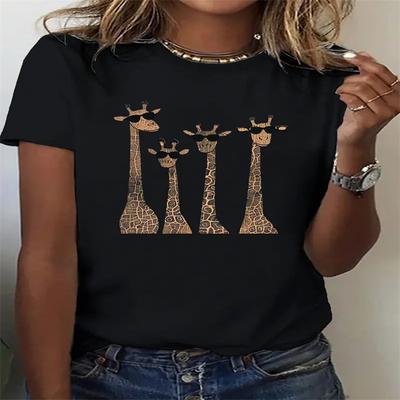 Summer New Women's Fashionable Casual Home Commuting Versatile Round Neck Short Sleeved T-shirts