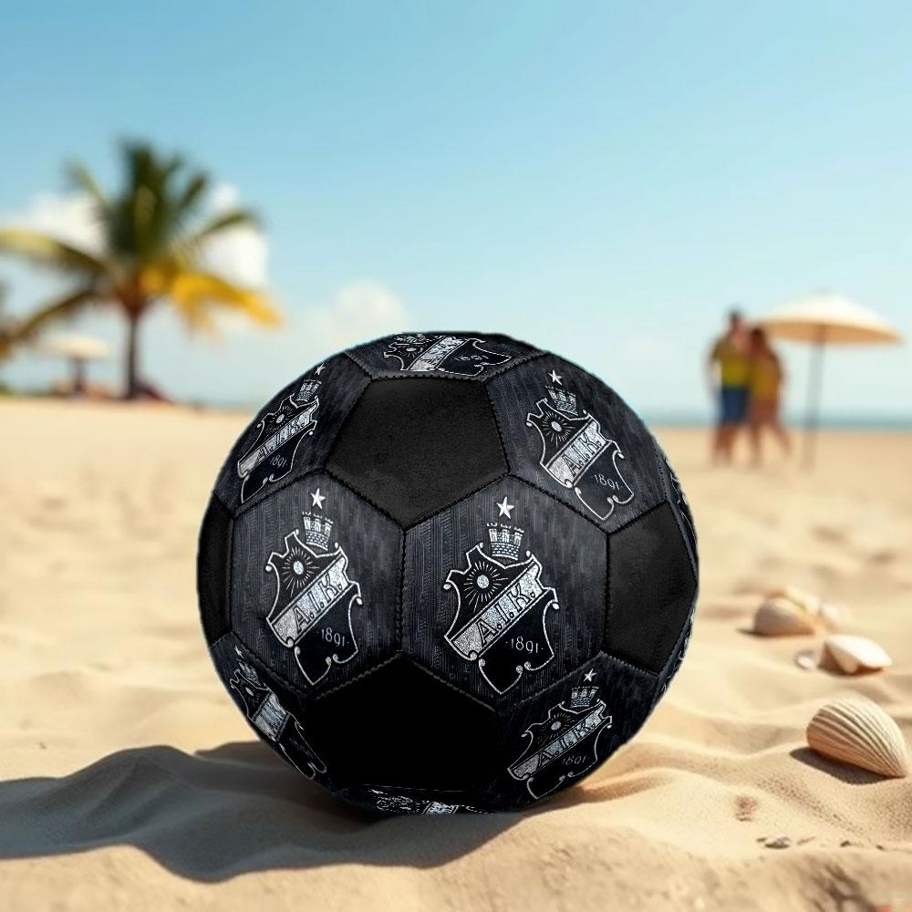FC AIK Size 5 Soccer Ball, Machine-Stitched PVC, Durable & High Bounce, All Ages Fit, fan merchandise, matches & outdoor use.