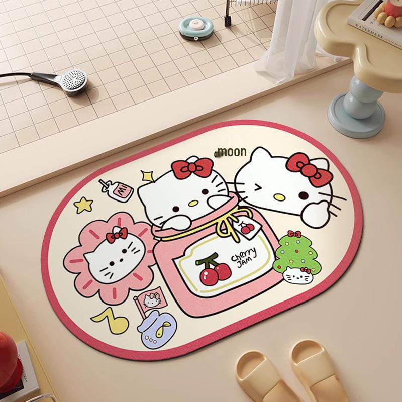 Hello Kitty Quick-Dry Non-Slip Diatomaceous Earth Bath Mat - Absorbent and Easy to Clean