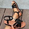 Fashion Shoes for Women 2025 Summer New Women Flat Sandals Bottom Roman Strap Sandals with Non Slip Rubber Soles Ladies Daily Sandalia