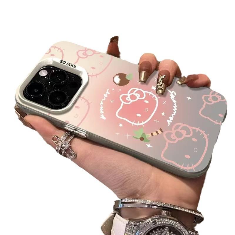 Cute KT cat applies to Apple 16Promax mobile phone case iPhone15plus cartoon 14 Hello Kitty 17 girl