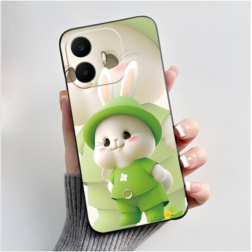 Pro pouzdro TCL K70 Roztomilé Srdíčko Králík Černé Měkké Silikonové Ochranné Zadní Kryt Pro Telefon TCL K70 Power SE TCLK70 4G 5G