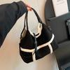 Casual Large Capacity Women's Bag, Spicy Girl Style Lamb Plush Splicing Armpit Bag, Personalized Single Shoulder Crossbody Bag