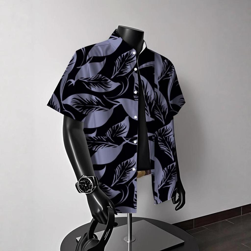 Men's Vintage Hong Kong-Style Hawaiian Floral Short-Sleeve Shirt: Trendy Summer Beachwear for Couples