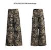 Women's American Camouflage Straight Cargo Pants - 2025 Spring/Autumn Collection, High-Waist Loose Fit Wide Leg.