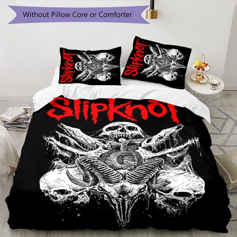 Slipknot 3pcs Bedding Set Duvet Cover Closure Includes 1 Duvet Cover & 2 Pillowcases for All Seasons Bedroom Home Dorm Decor