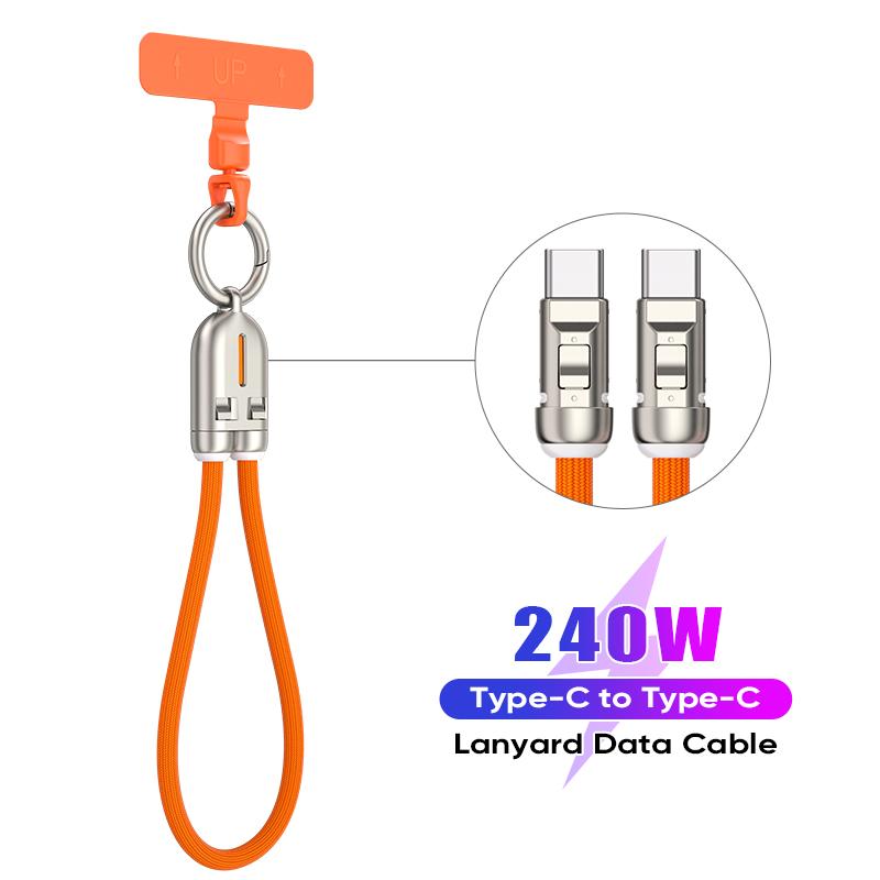 240W 48V 5A Type-C to Type-C Fast Charging Data Cable With Lanyard, USB-C Quick Charge Cord Compatible With iPhone16, Samsung, Huawei & MacBook